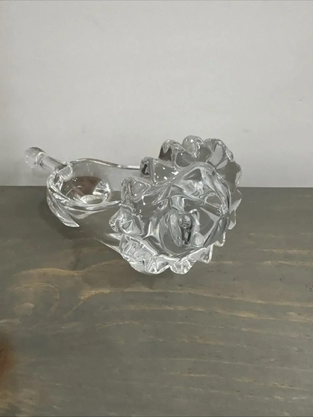 Sasaki Japan Crystal Glass Lion Figurine Accessory, Candy, Trinket Dish No Chips